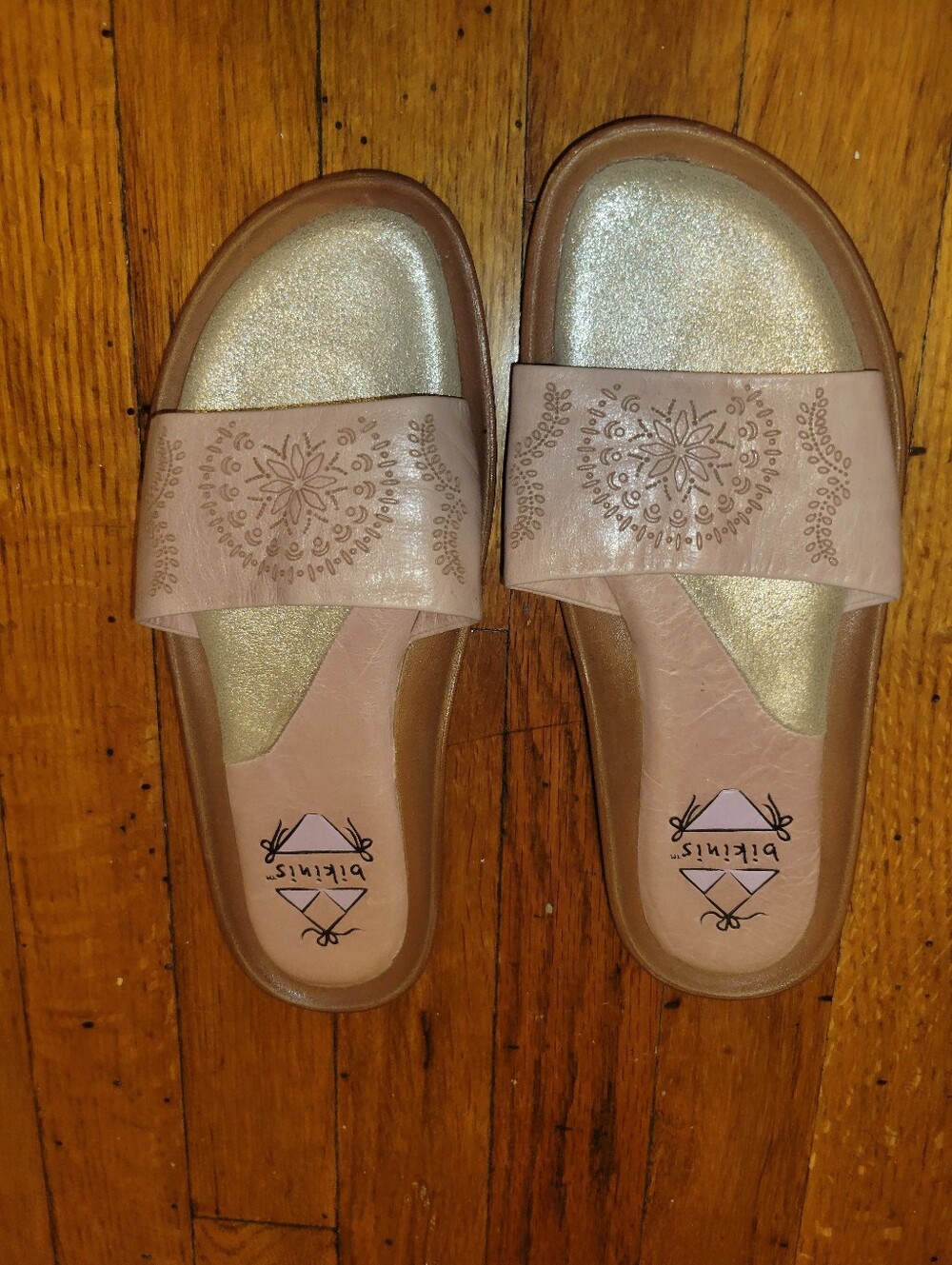 Dexter Pink Slide Sandals with Laser-Cut Floral Strap